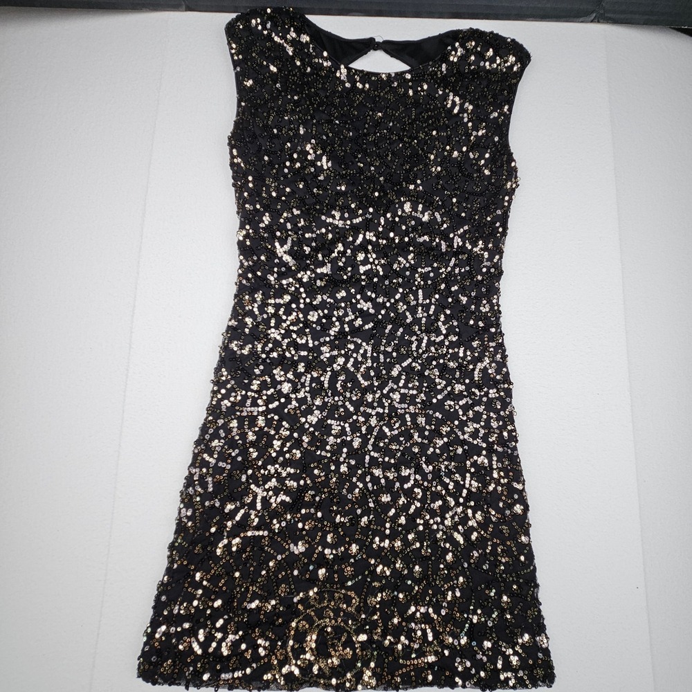Lily Rose Womens Black Gold Sequin Mini Dress S Indie Sleaze Y2K Night Out Party